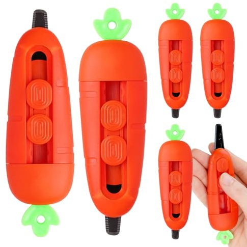 Nudorpn Ouvre-lettres - 6 pièces - Portable - Design carotte - Couteau en papier sûr - Avec verrouillage portable et sûr - Ouvre-boîte en acier inoxydable - Pour la maison, les voyages, le bricolage
