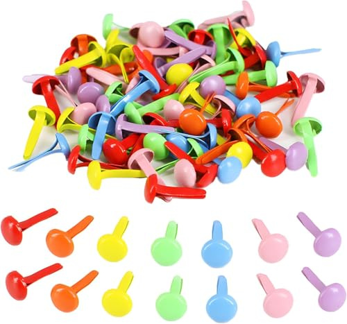 200 Stücke Musterbeutelklammern, 1.9*0.8cm Mini Scrapbooking Brads Musterklammern Metall Bunte Brads, Rundkopfklammern Musterbeutelklammer Briefklammern Split Pins Basteln Handwerk DIY Scrapbooking