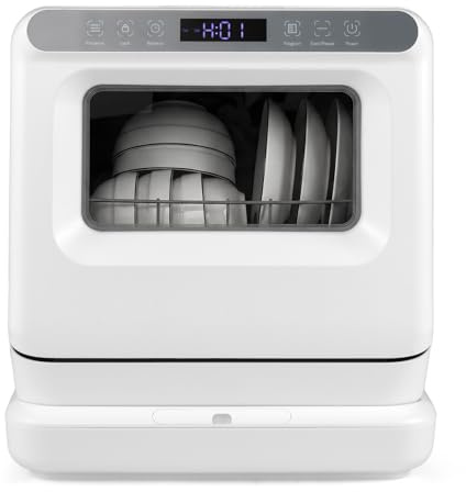 GiantexUK Portable Countertop Dishwasher, Mini Compact Dishwasher | with 8.25 L Built-in Water Tank, 6 Programs, Preserve Function, 360° Dual Spray, Air-Dry and 24H Timer, No Plumbing