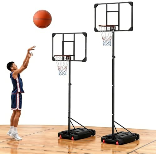 YRHome Basketballkörbe für Jugendliche, Höhenverstellbar 150–260 cm Mit fahrbarer befüllbarer Basis ragbar für Garten & Wohnung