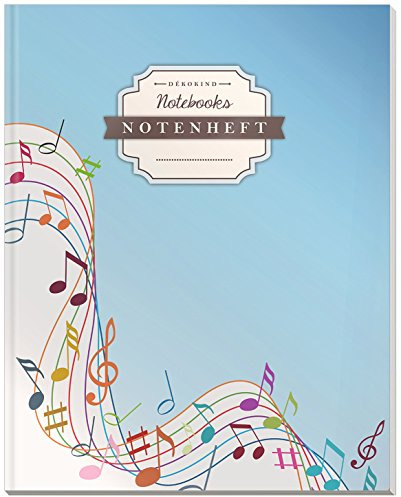 DÉKOKIND Notenheft | DIN A4, 64 Seiten, 12 Notensysteme pro Seite, Inhaltsverzeichnis, Vintage Softcover | Dickes Notenbuch | Motiv: Schwunghaft
