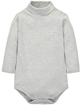 CuteOn Baby Boys Girls Turtleneck Cotton Bodysuit Jumpsuit Gray 2 Years