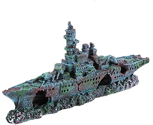 Duokon Aquarium Deko Schiff, Harzmaterial Versunkene Schiffs Dekorationen, Aquarium Schiffbruch Dekorationen, Aquarium Schiff Ornamente,