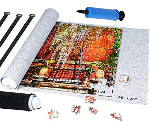 MOZOOSON Puzzle Matte für 500 1000 1500 Puzzle Teile Puzzle Pad Puzzleunterlage Puzzlerolle Puzzleteppich Puzzlematte mit leicht zu fassendem Baize-Befestigungmaterial 66x118cm