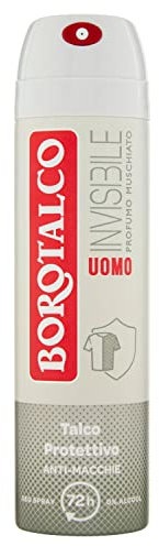 Borotalco, Deodorante Uomo Spray Invisibile, Formula Senza Alcool con Talco Protettivo, Anti-Macchie, Profumo Muschiato, 72h di Efficacia - 1 Flacone da 150 ml