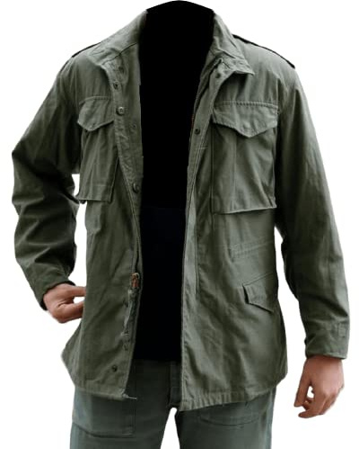 Hifacons John Rambo - Giacca cargo in cotone, M65, militare, esercito americano (regolare, grande, alta e corta), M65 Field - Cotone Verde, L