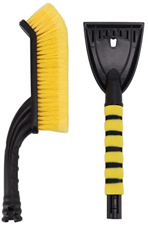 GEEKHOM Auto Eiskratzer 2-in-1 Schneebesen 66cm Abnehmbarer Eisschaber und Reinigungsbürste - Lackschonend für PKW LKW SUV in Winter und Frost - Gelb Farbe für Fahrer und Fahrzeugbesitzer