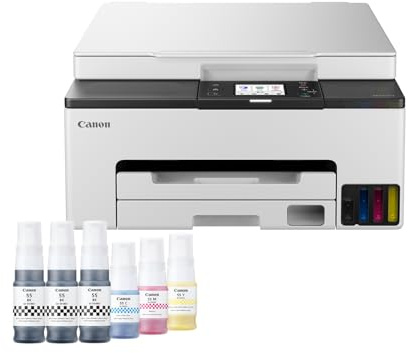 Canon MAXIFY GX1050 Wireless Colour 3-in-1 Refillable MegaTank Inkjet Printer - A4 Print, Copy, Scan - Wi-Fi, Cloud Link, Ethernet Connectivity - Home Office Printer, Includes 6 x Ink Bottles