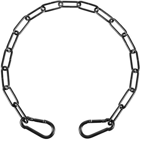 MBAIYO Kette Stahlkette Schwarz, 0.5m Gliederkette mit Doppelseitigen Karabiner Edelstahl Torkettenschloss Solide Metallkette Edelstahl Ketten Rundstahlkette für Außenzäune Gartentore Haustiere