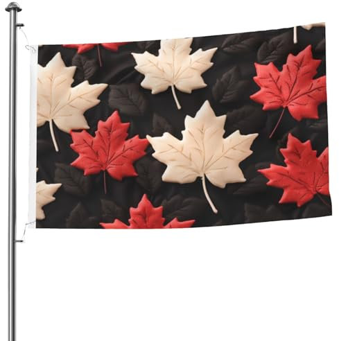 Rote und weiße Ahornblätter, 15,7 x 2,4 m, doppelseitige Flagge, strapazierfähig, für draußen und Garten, dekoratives Banner
