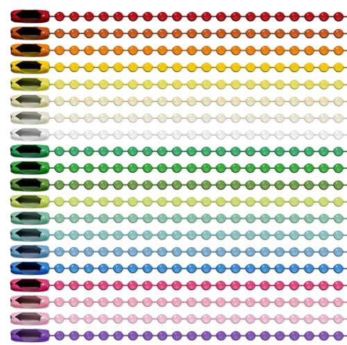 50 Stück Bunte Kugelkette Metall Hängekette, Metallperlen-Schlüsselanhänger mit Verbindungsstück Kurze Kugelketten Eisenkugel Ketten Für Anhänger, Schmuckzubehör Hängende Ornamente Gemischte Farben