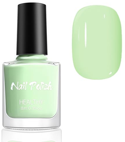 Green Nail Polish, Mint Green Nail Varnish, Pastel Sage Green, Quick Dry Long Lasting Breathable, Non Toxic No UV Needed, Nail Art Manicure for Women