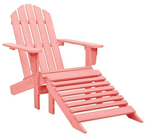 Mimdixy Stühle Für Den Außenbereich, Gartensessel, Balkonstuhl, Adirondack Gartenstuhl mit Fußteil Massivholz Tanne Rosa, Regiestuhl Für Terrasse, Balkon, Hinterhof, Wetterfest