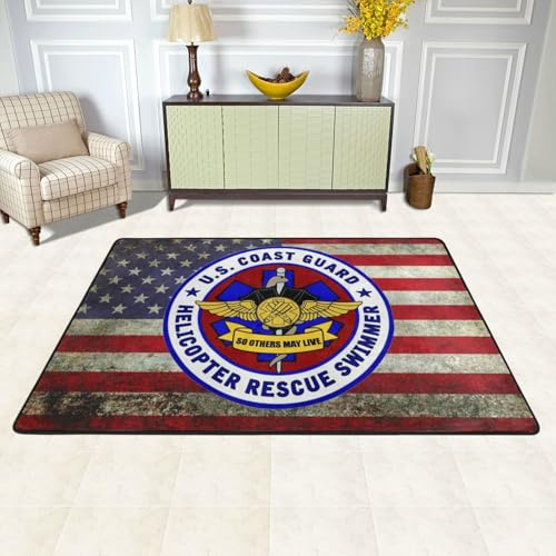 MHOUDEHUV USCG Asts (Helicopter Rescue Swimmers) Area Rug Suitable for Living Room Sofa Dormitory Bedside Decorative Floor Mat 72x48