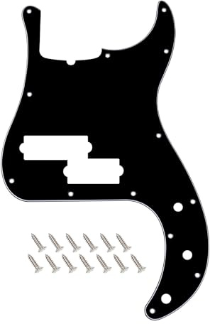Banworks 3-lagiger 5-Saiten Precision Bass Pickguard mit Truss Rod Notch | 13-Loch E-Gitarren Scratch Plate für USA/Mexikanische moderne 5-Saiten Fender Precision Bass JT/HB-37 Schwarz