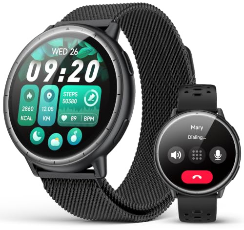 GPS Smart Watch for Men, Answer/Make Call, 5ATM Waterproof, 110 Sports 42mm | 1.32 AMOLED, Standalone GPS, Compass, Barometer, BT 5.4, Heart Rate/Blood Oxygen/Stress/Sleep Monitor, Android iOS/Two Bands