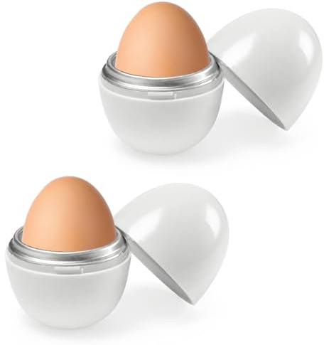 MAJOYLIFE Eierkocher Mikrowelle 2er Set für 1 Ei | 2-in-1 Einzel-Eierkocher