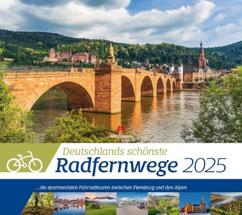 Deutschlands Radfernwege Kalender 2025, Wandkalender im Querformat (54x48 cm) - Mit Hintergrundinformationen zu den Fahrradtouren