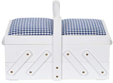 Prym 612577 Nähkasten/Nähkästchen Holz S weiß mit Stoff