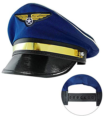 Widmann 03329 - Pilotenmütze, Blau, Größenverstellbar, Flieger, Hut, Kopfschmuck, Accessoire, Mottoparty, Karneval
