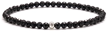 BERGERLIN Naturstein Perlenarmband Damen Herren, facettiert 4mm, Silber | Feines Naturstein Armband Damen 4mm facettiert: 925 Silber, echte Heilsteine – vom deutschen Prüflabor bestätigt.