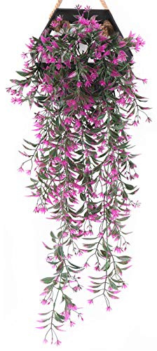 Artificial Ivy, PASYOU Hanging Vine Plastic Plants Grass Leaves Foliage Vines, UV Resistant Greenery Fake Flowers for Home Indoor Outdoor Garden Door Wall Wedding Party DIY Decoration - Fuchsia 2 Pack
