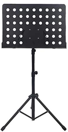 Notenständer Halter, Dual-Use-Noten Ständer & Desktop-Buch-Standplatz Metall tragbares Fest Zurück mit Tragetasche, tragbare Falten Notenständer for Reise, Schwarz