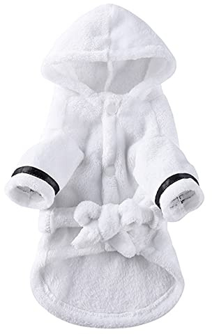 Petyoung Pet Bathrobe Dog Pajama Thickened Hooded Bathrobe Quick Drying and Super Absorbent Dog Bath Towel Soft Pet Nightwear for Puppy Small Dogs Cats