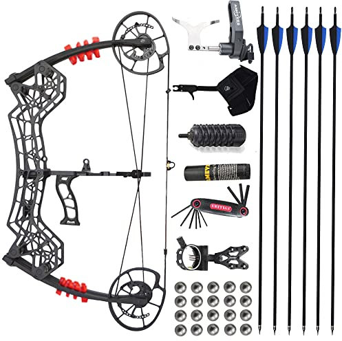 SHARROW 30-60Lbs Compoundbogen Set Erwachsene Bogenschießen Katapult Stahlball Dual-Use Compoundbogen Jagdbogen Angeln Bogen und Pfeil Set für Erwachsene Jagd Angeln Linkshändig Rechtshändig (Typ D)