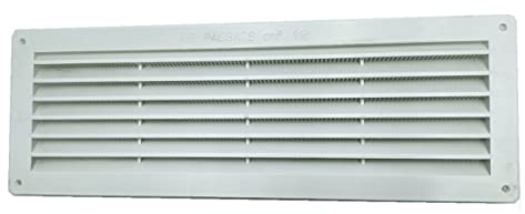 TEKLiNe Grille Ventilation Aération Plastique 125x365mm Rectangulaire Protection Insectes Système Air Maison Couleur Blanche, Grille de Ventilation 12,5x36,5cm