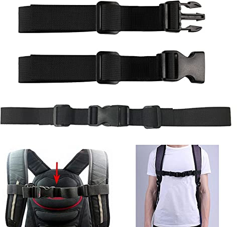 NB 2 Stück Verstellbarer Brustgurt Rucksack, Strapazierfähiger Brustgurt für Rucksack Schultasche, Rucksack Brustgurt Gurt für Jogging und Wandern Außerhalb, Schwarz