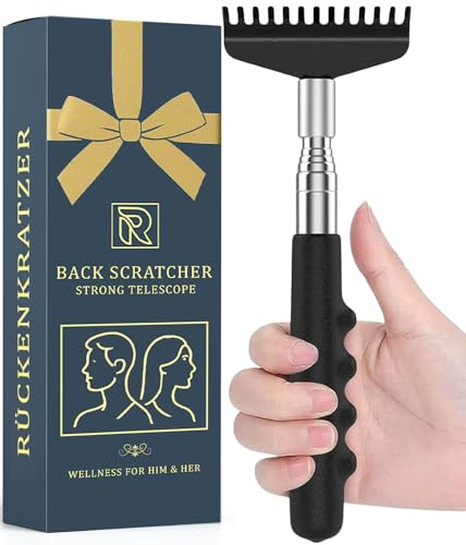 Rascador de espalda extensible grande y robusto para rascar suavemente contra la picazón. Rellenos de calcetines para hombres y mujeres con cabeza ancha y telescopio fuerte. Regalos para hombres
