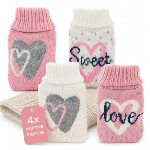 Set Handwärmer Taschenwärmer mit Strickhülle oder Fleeceüberzug, Fingerwärmer gegen kalte Hände im Winter