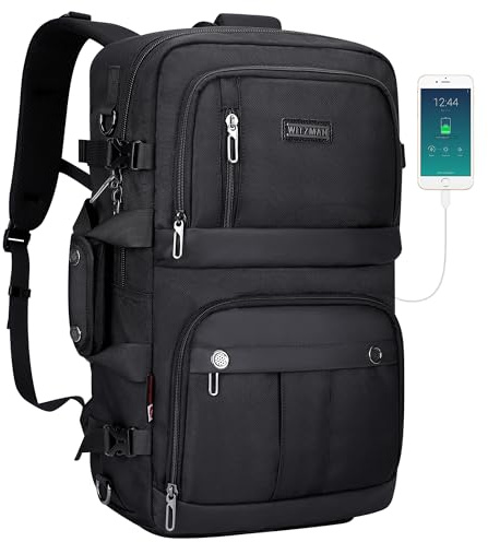 WITZMAN Reiserucksack Herren Damen Groß Laptop Rucksack 15.6-17 Zoll mit USB-Ladeanschluss Flugzeug Weekender Trip