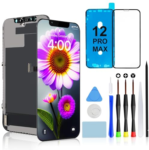 Brinonac Pantalla para iPhone 12 Pro MAX, 6,7 Pantalla LCD Retina Full HD Pantalla Reemplazo Kit Táctil Digitalizador Ensamblaje Conjunto