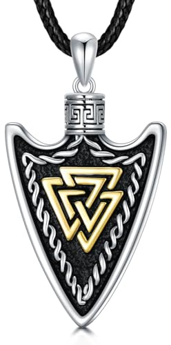 VONALA Keltische Pfeilspitze Halskette Anhänger Silber 925 Pfeilkopf Halskette Hip Hop Style Wikinger schmuck für Männer Jungen