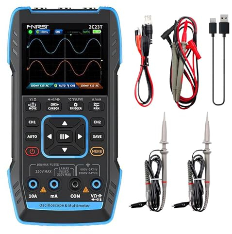 2C23T Digitales Oszilloskop, 3-in-1, tragbarer Transistor-Tester, Multimeter, digitales Oszilloskop, integrierter DDS-Funktionssignalgenerator, mit Lithium-Akku (B)
