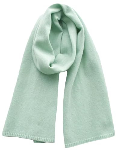 Hgvcfcv Weißer Wollschal für Damen und Herren, einfarbig, Winter, warm, gestrickt, kurz, dünn, für Damen und Erwachsene, mint, Adults 152CM