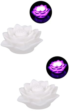 DOITOOL Stimmungslichter 2st Romantische Nachtlampe Kristalllampe Künstliche Blumen Led-stehlampen Dekorative Stehlampe Schwimmende Poolbeleuchtung Led-nachtlichtbirnen Weiß Lotus Schreibtischlampe