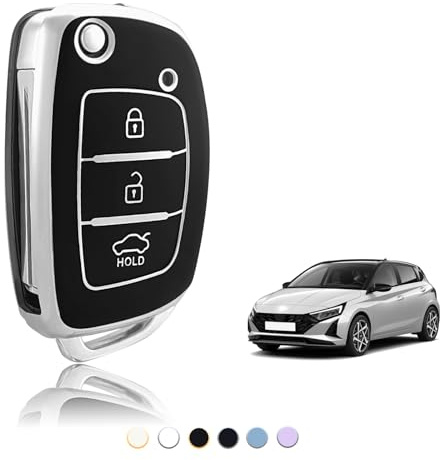 TOOMUME Schlüsselhülle TPU, Autoschlüssel Hülle Kleine Größe Passt für Hyundai i10 i20 i30 i20n ix20 ix35 Santa Fe Tucson Elantra Accent Sonata, Schlüsselcover Schutz Schlüsselgehäuse - Flip S Key