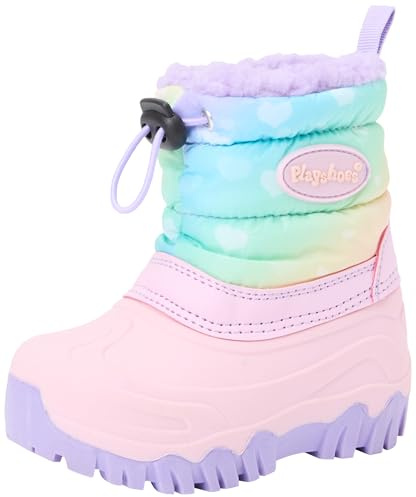 Playshoes vinterbootie regnbåge unisex barn snöstövlar, Rosa regnbåge, 24/25 EU