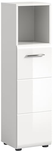 möbelando Hochschrank >Ice< in Weiß Hochglanz - 30x110x30cm (BxHxT)
