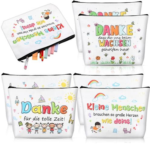 Otuuz 6er Set Erzieherin Geschenk Kosmetiktasche Abschiedsgeschenk | Dankeschön Geschenk, Kindergarten Abschiedsgeschenk, Make-up Taschen, Federmäppchen für Erzieherin Kita Lehrerin