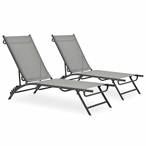 Bulliing Sonnenliegen 2 STK. Textilene und Stahl Gartenliege Gartenlounge Gartenliege Wetterfest Garten Lounge Balkon Sofa Sonnenliege