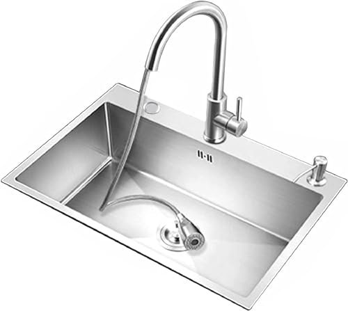 ZHENCHAO Fregaderos de Cocina bajo encimera para encimeras de Cuarzo, Fregadero de Cocina bajo encimera de 60 cm, Fregadero de Cocina pequeño de un Solo Recipiente, fregaderos de Acero INOX