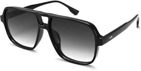 COASION Retro Sonnenbrille für Damen Herren - XL Übergroß 70er Jahre Sonnenbrille UV400 Schutz Trendy Double Brücke Rahmen Brille