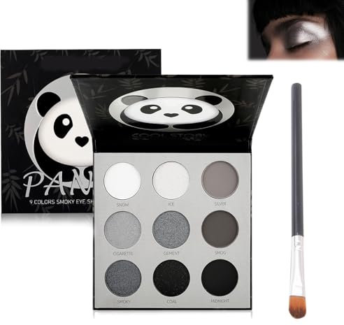 AYNKH Black Gothic Eyeshadow Palette - 9 Colors Silver Gray White Highly Pigmented Matte and Glitter Makeup for Halloween, Girls and Women