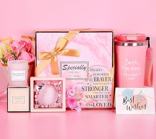GEEKEO Geburtstagsgeschenke für Frauen, Freundin, beste Freundin, Valentinstagsgeschenk, Verwöhngeschenke, personalisierte Freundschafts-Geschenkbox, Tasse