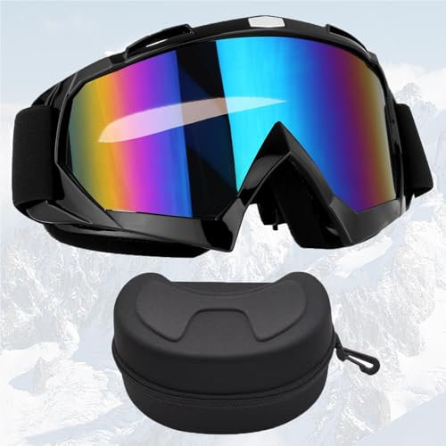 FISH DRAGATE lunettes de moto,masque de ski,lunette moto cross,lunettes de protection de sécurité réglables,portez un étui à lunettes,pour hommes & femme adaptées aux sports de plein air,ski, cyclisme