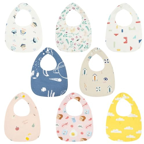 Vicloon Baby bandana dregelhaklappar, 8 st baby tandsprickning spädbarn haklappar, med snäpp, mjuka och absorberande, baby dregelhaklappar, nyfödd haklapp för spädbarn för unisex nyfödda småbarn i